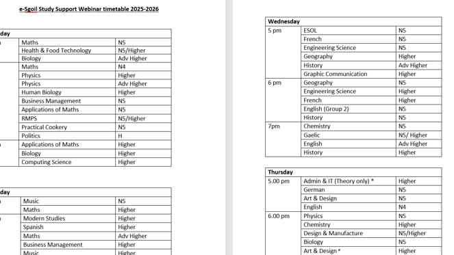 Master Timetable (Accessible)